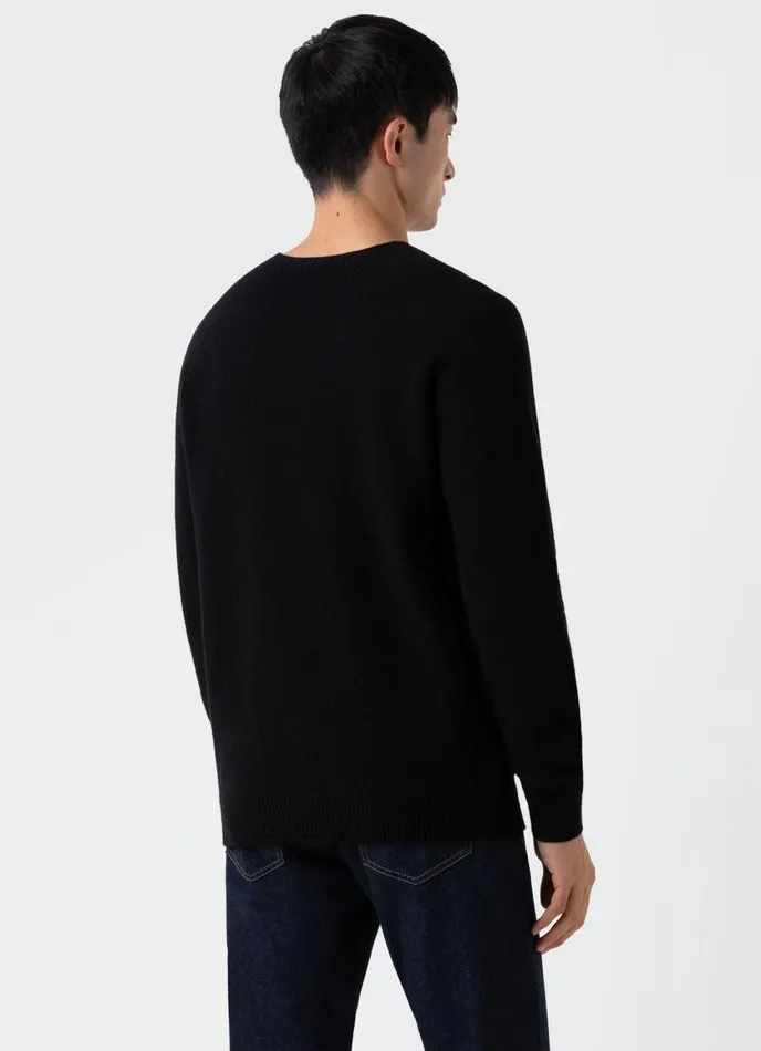 Lambswool Crew Neck Jumper Black Men SUNSPEL Knitwear