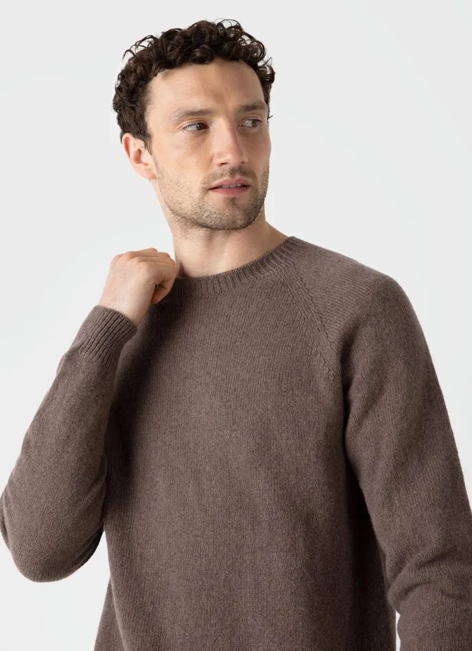 Lambswool Crew Neck Jumper Cedar Men SUNSPEL Knitwear