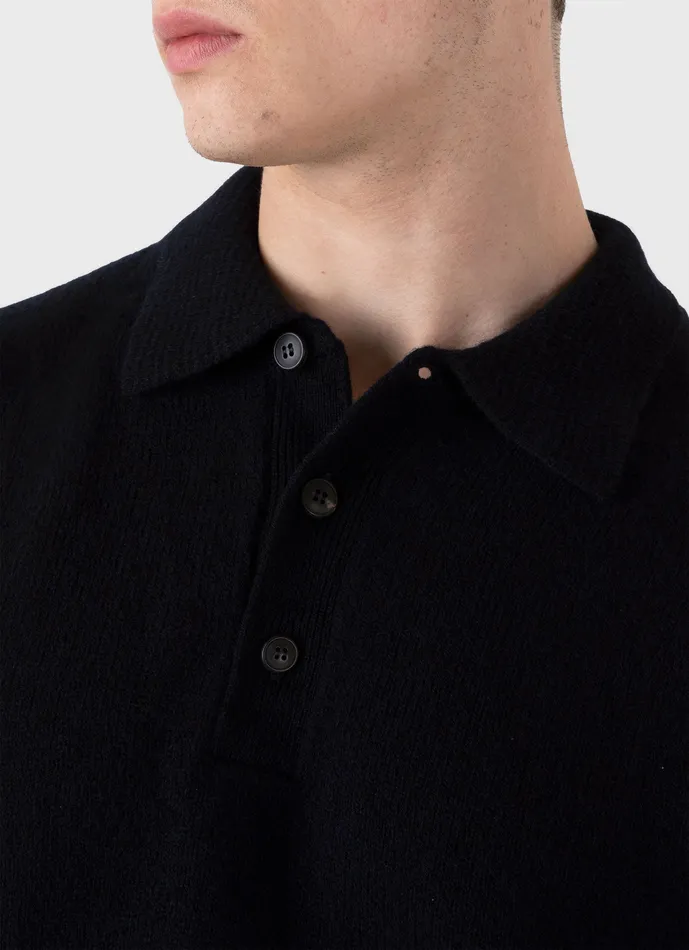 Lambswool Polo Shirt Dark Navy Mouline Polo Shirts ussunspel Men Lambswool Polo Shirt Dark Navy Mouline Polo Shirts ussunspel Men