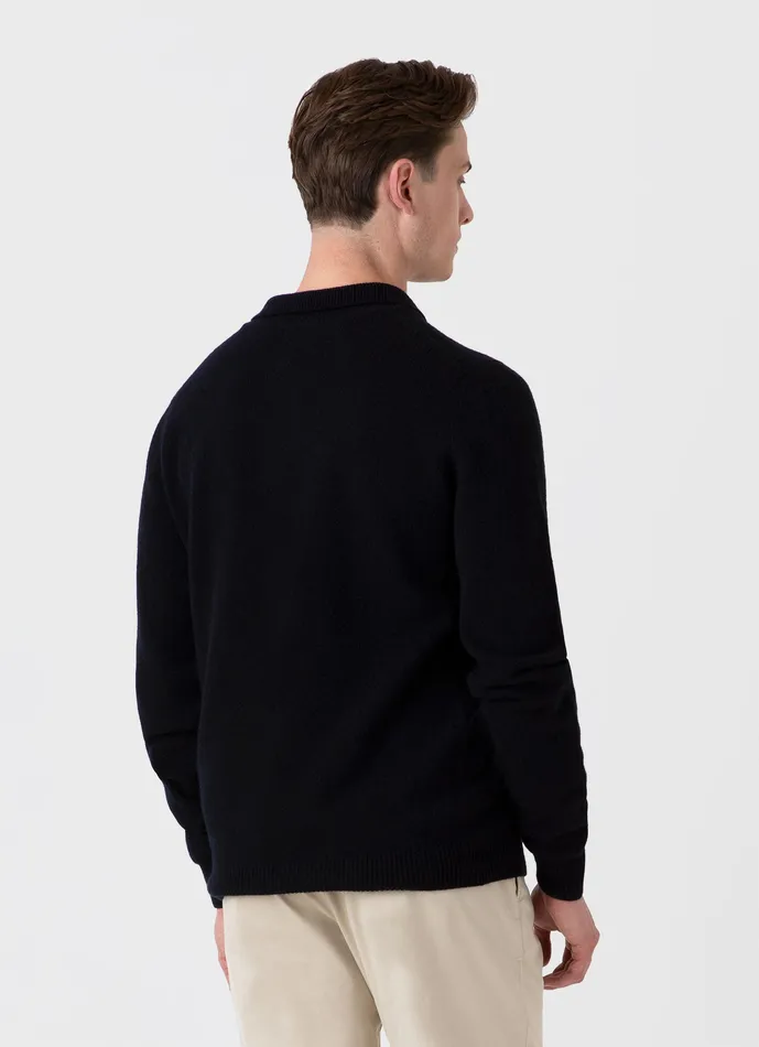 Lambswool Polo Shirt Dark Navy Mouline Polo Shirts ussunspel Men Lambswool Polo Shirt Dark Navy Mouline Polo Shirts ussunspel Men