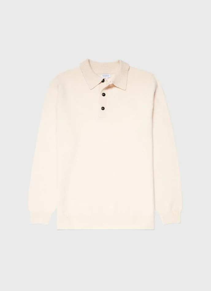 Lambswool Polo Shirt Ecru Men SUNSPEL Polo Shirts