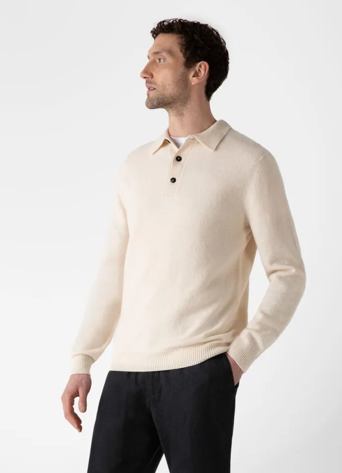 Lambswool Polo Shirt Ecru Men SUNSPEL Polo Shirts