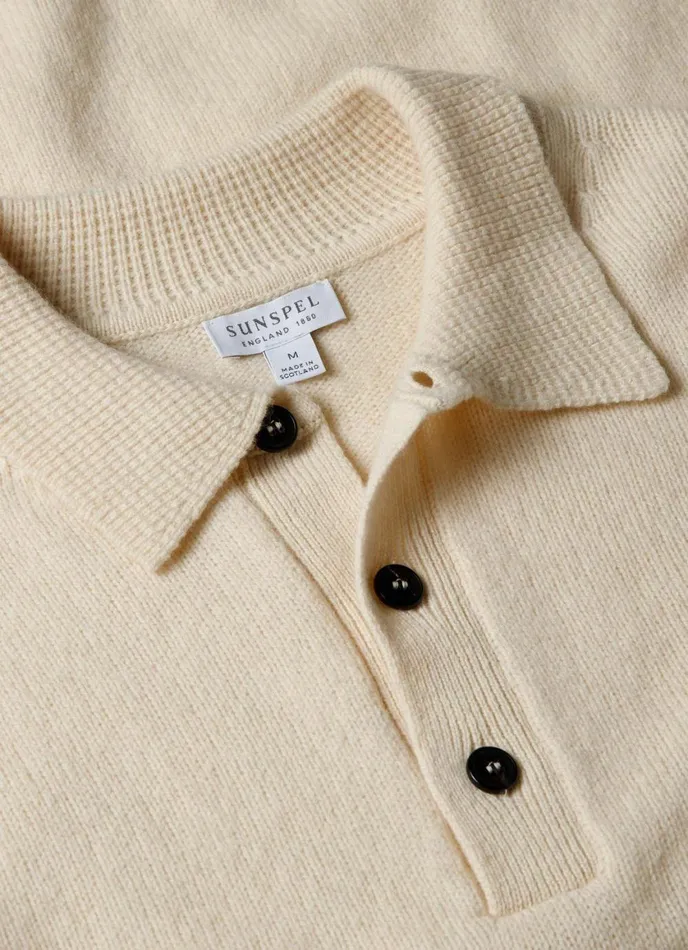 Lambswool Polo Shirt Ecru Men SUNSPEL Polo Shirts