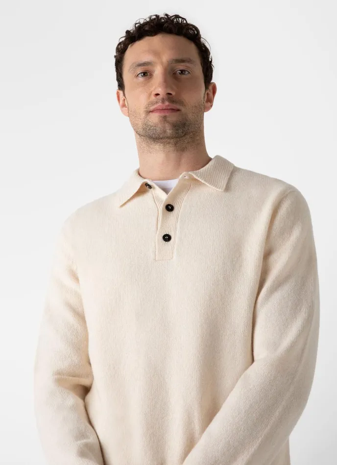 Lambswool Polo Shirt Ecru Men SUNSPEL Polo Shirts