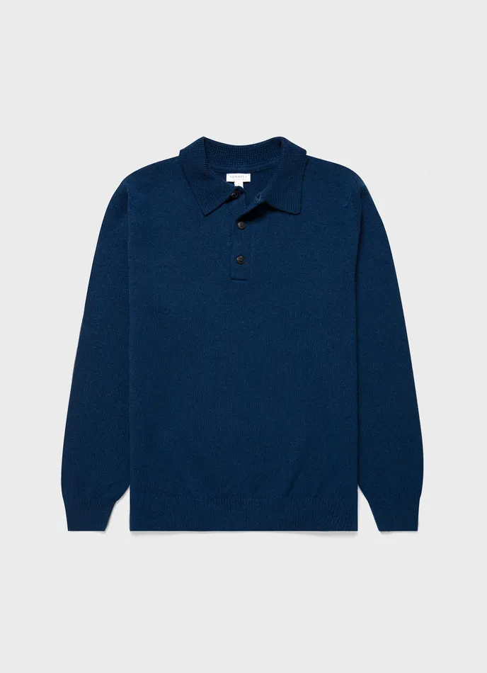 Lambswool Polo Shirt Naval Blue Men Polo Shirts ussunspel