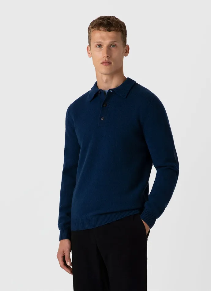 Lambswool Polo Shirt Naval Blue Men Polo Shirts ussunspel Lambswool Polo Shirt Naval Blue Men Polo Shirts ussunspel
