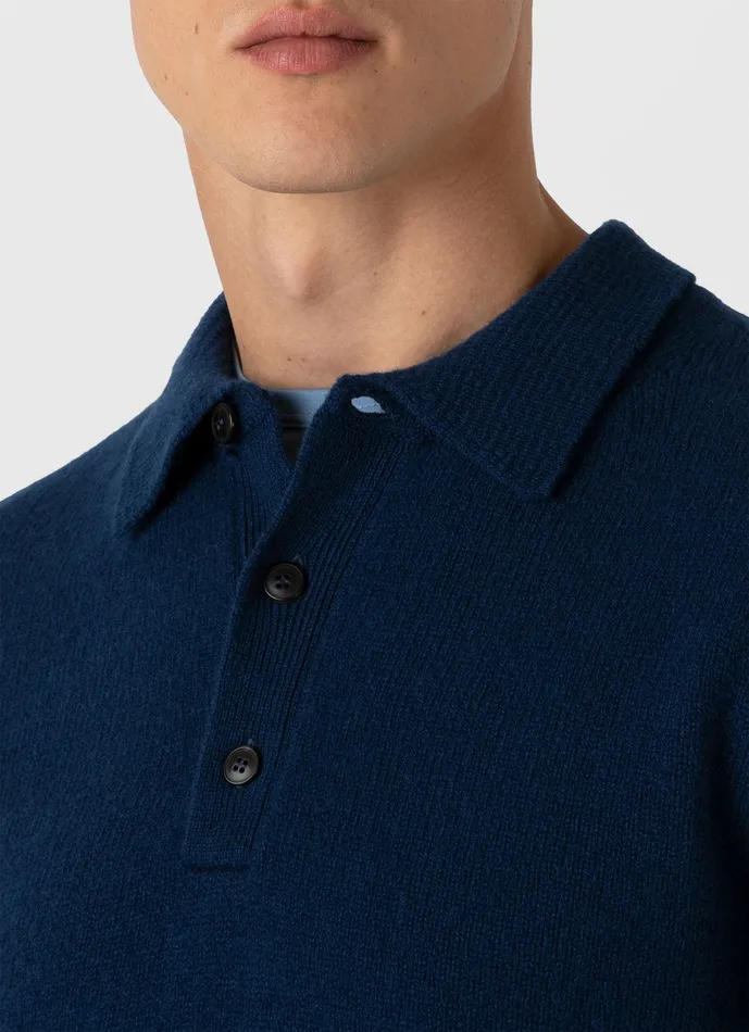 Lambswool Polo Shirt Naval Blue Men Polo Shirts ussunspel Lambswool Polo Shirt Naval Blue Men Polo Shirts ussunspel