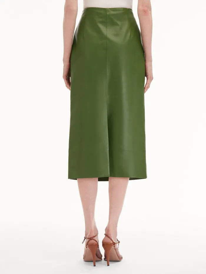 Laser Cut Floral Leather Pencil Skirt Fern Women Oscar De La Renta Pants and Skirts