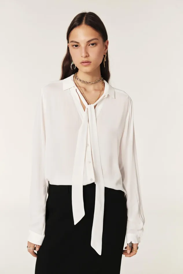 Lavaliere Shirt Moryane OffWhite Women Baandsh Tops and Shirts