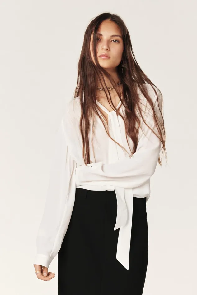 Lavaliere Shirt Moryane OffWhite Women Baandsh Tops and Shirts