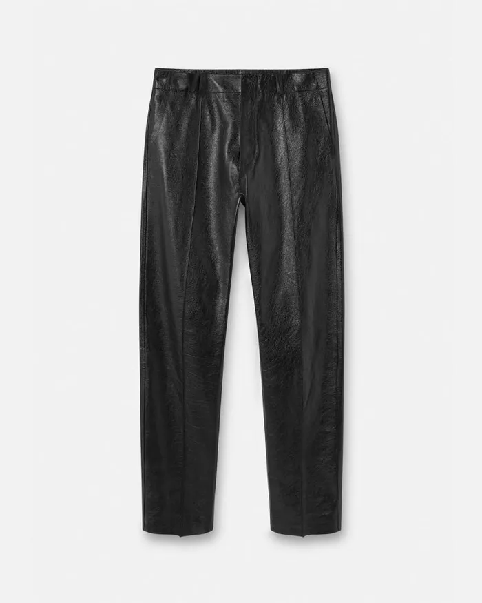 Leather Trousers Black Men Versace Pants and Shorts