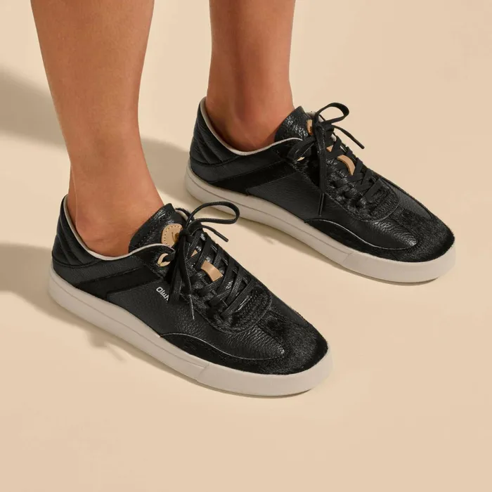 Leather Women Olukai Haupu Oho Leather Sneakers 8211 Black