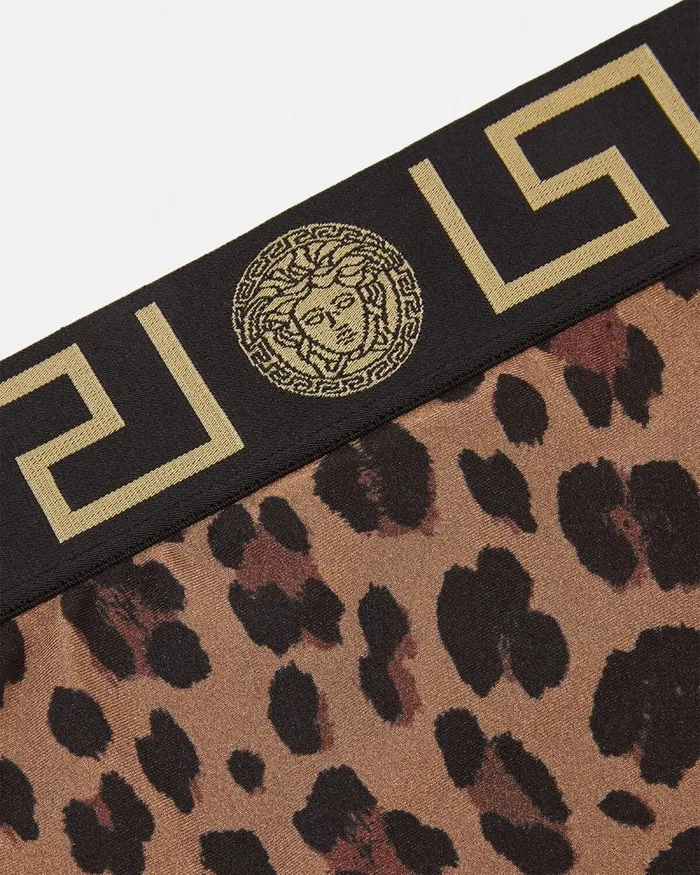 Leopard High Waist Bikini Bottoms Animalier Women Versace Swimwear