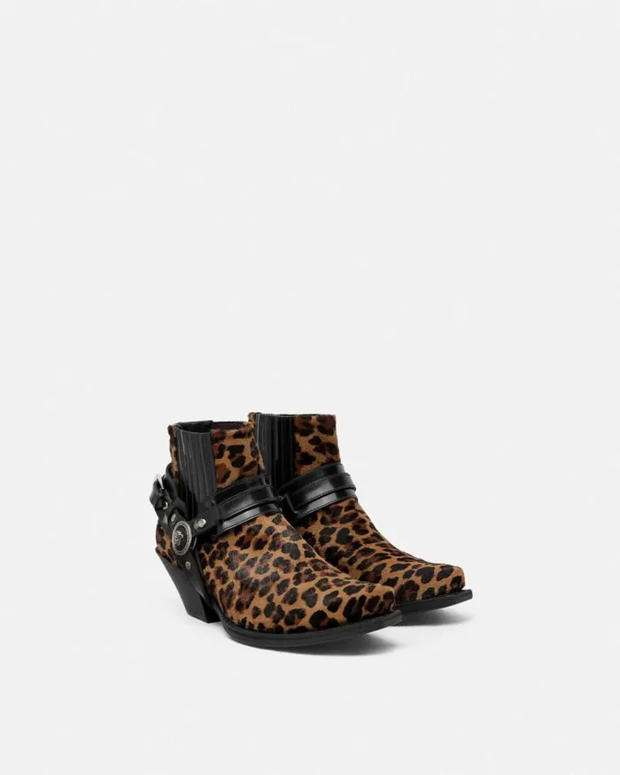 Leopard Texano Ankle Boots 50 Mm Animalier Women Versace Boots