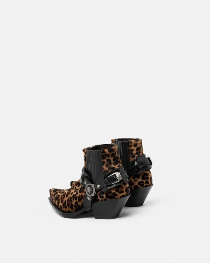 Leopard Texano Ankle Boots 50 Mm Animalier Women Versace Boots