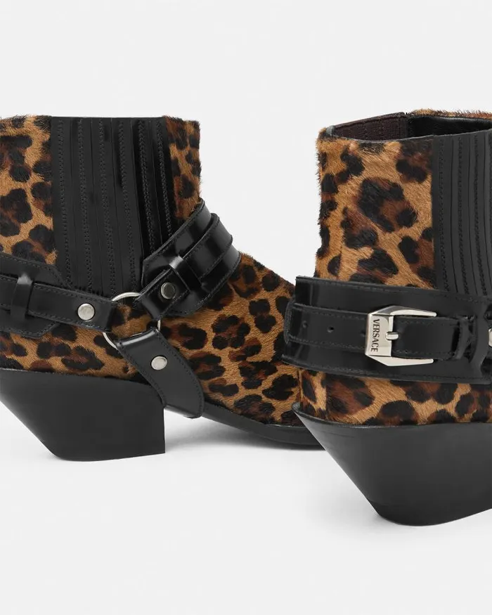 Leopard Texano Ankle Boots 50 Mm Animalier Women Versace Boots
