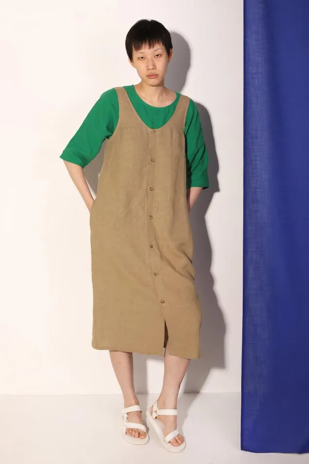 LF Markey Dresses Women Button Front Slip Stone