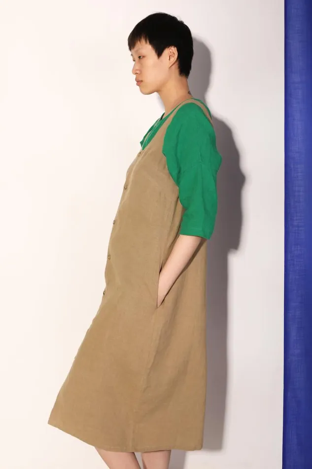 LF Markey Dresses Women Button Front Slip Stone