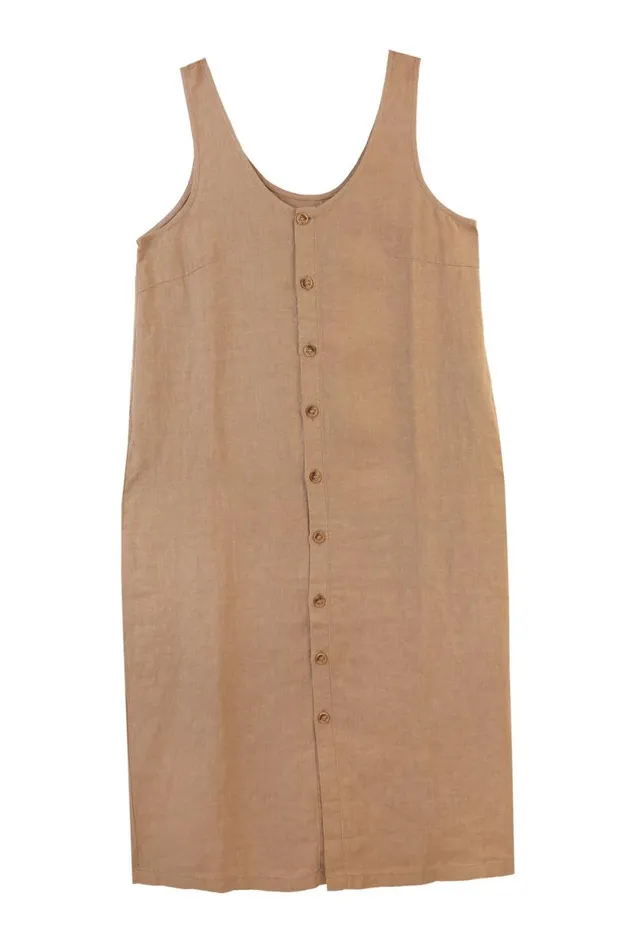 LF Markey Dresses Women Button Front Slip Stone