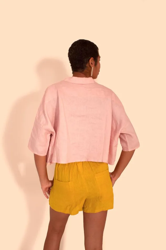 LF Markey Shorts Women Basic Linen Shorts Saffron