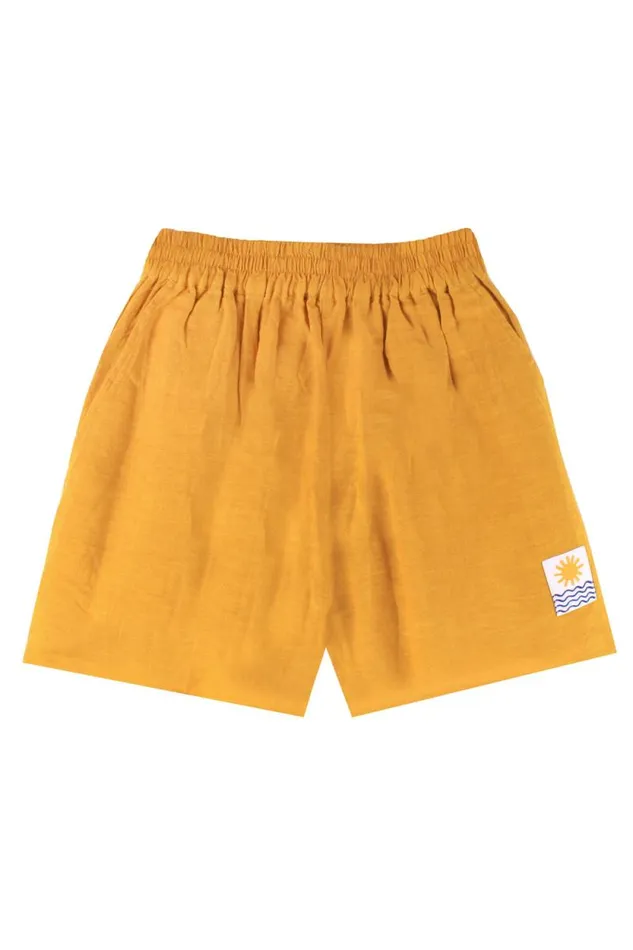 LF Markey Shorts Women Basic Linen Shorts Saffron