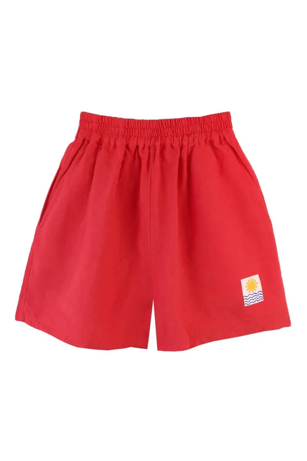 LF Markey Shorts Women Basic Linen Shorts Vermillion
