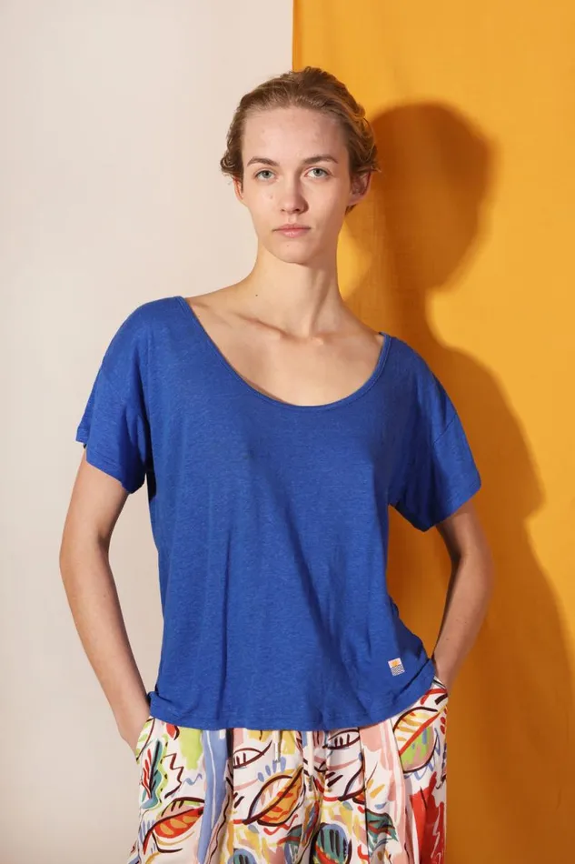 LF Markey Tops Women Square Cut Tee Cobalt