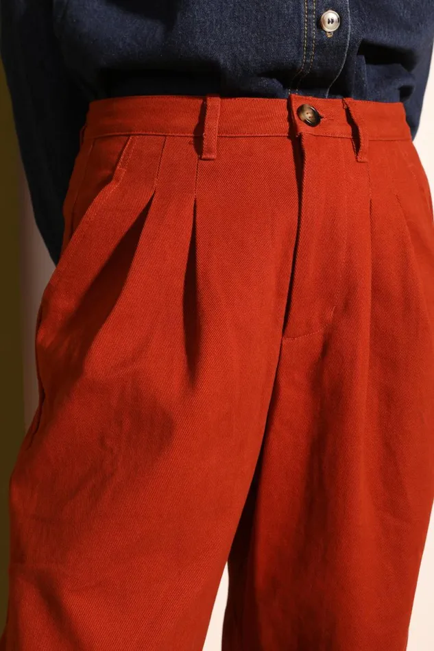 LF Markey Trousers Women Classic Slacks Dark Rust