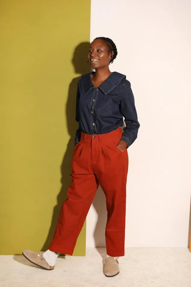 LF Markey Trousers Women Classic Slacks Dark Rust