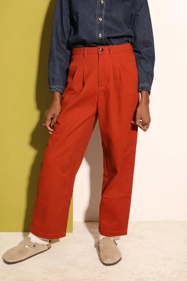 LF Markey Trousers Women Classic Slacks Dark Rust