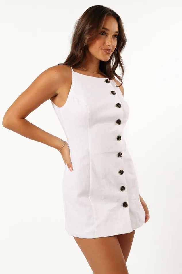 Linen Dresses Petal and Pup Women Allegra Linen Mini Dress White