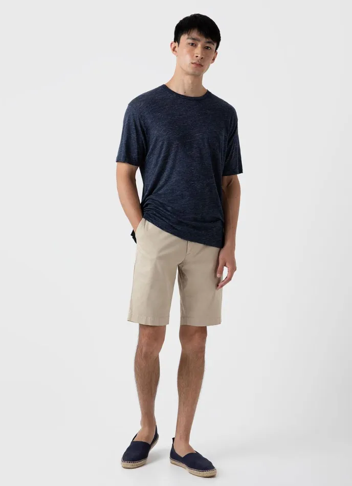Linen Tshirt Navy Melange Men SUNSPEL Tshirts