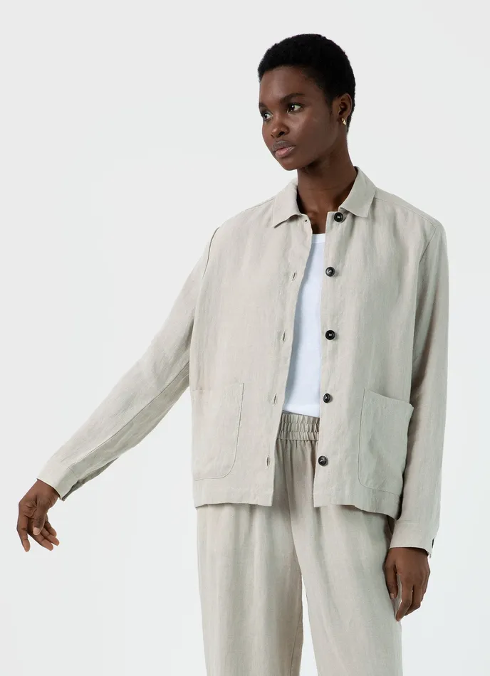 Linen Twin Pocket Jacket Light Sand Jackets and Coats ussunspel Women