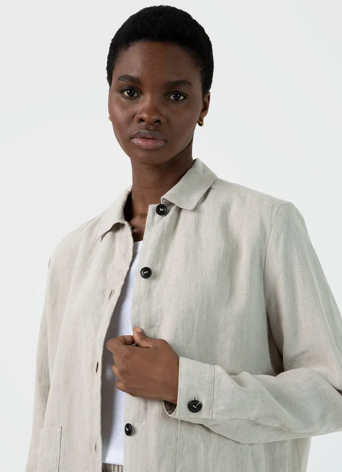 Linen Twin Pocket Jacket Light Sand Jackets and Coats ussunspel Women Linen Twin Pocket Jacket Light Sand Jackets and Coats ussunspel Women
