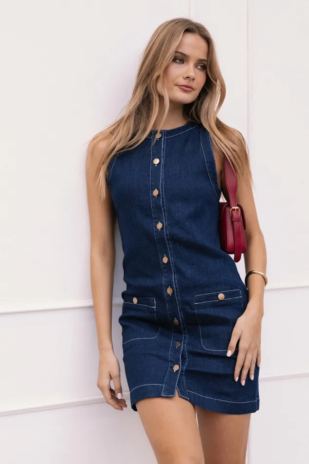 Lisa Mini Dress Medium Denim Denim Petal and Pup Women