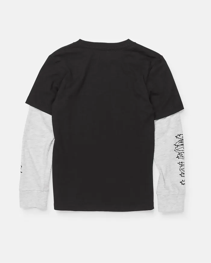 Little Boys Midnight Twofer Long Sleeve Tee 8211 Black Kids Volcom TShirts and Tanks