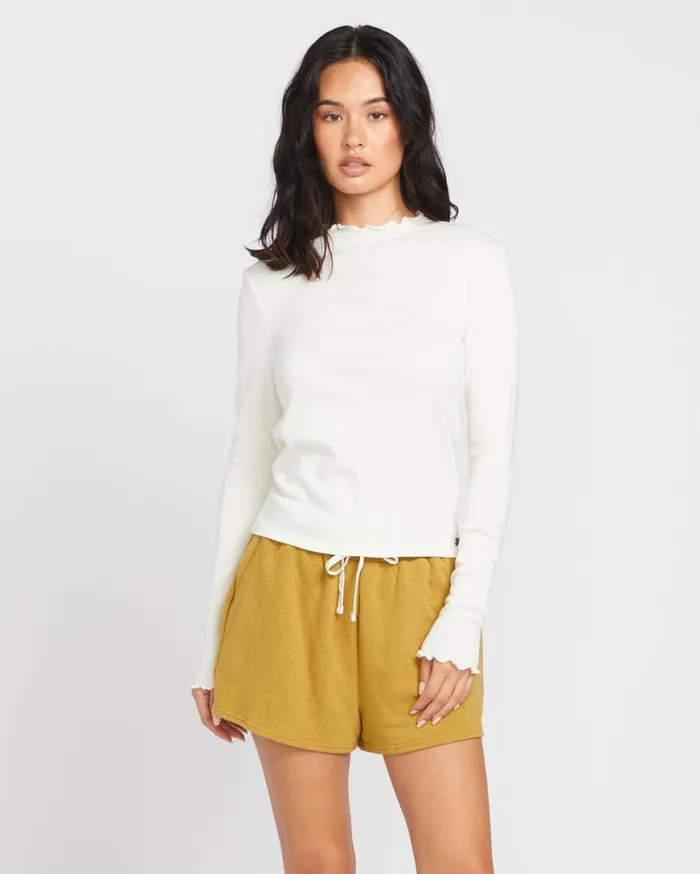 Lived In Lounge Knit Long Sleeve Top 8211 Star White Womens Volcom Tops