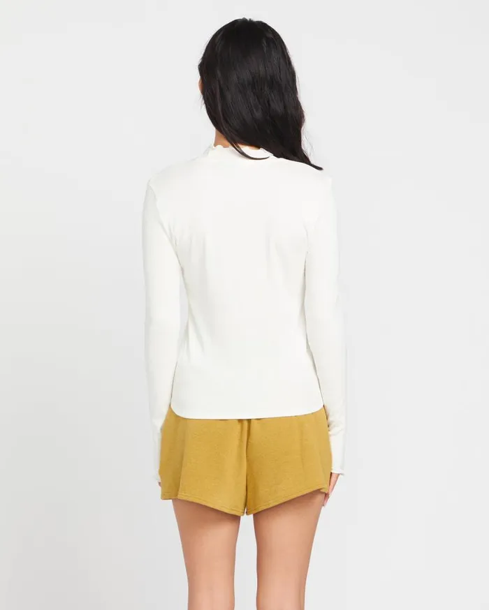 Lived In Lounge Knit Long Sleeve Top 8211 Star White Womens Volcom Tops