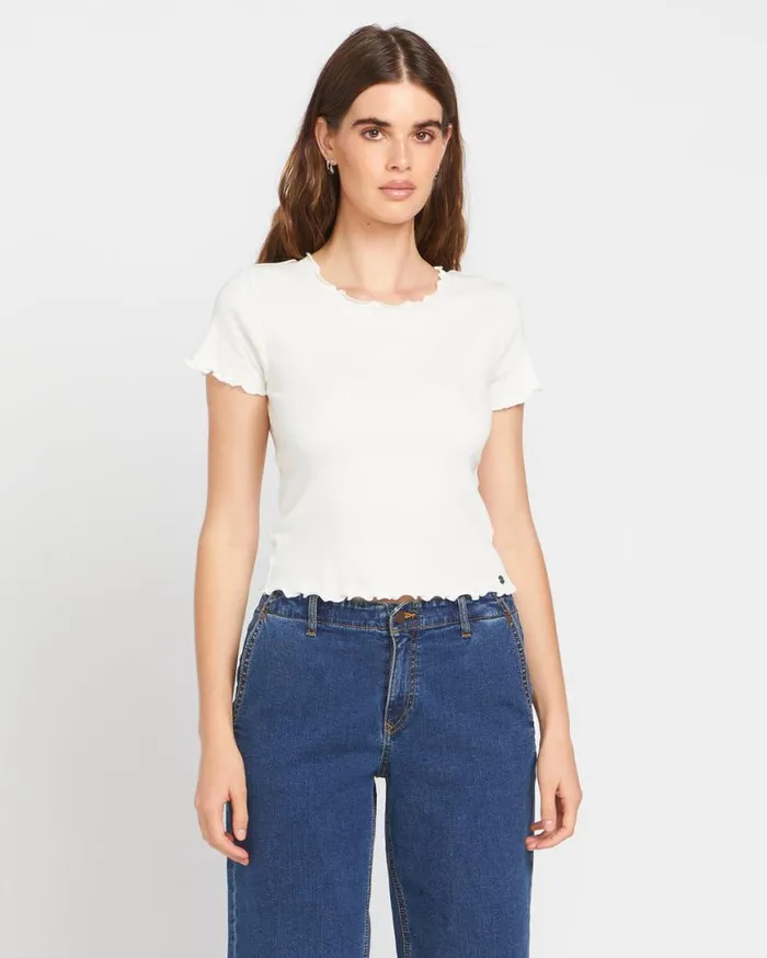 Lived In Lounge Knit Short Sleeve Top 8211 Star White Womens Volcom Golf
