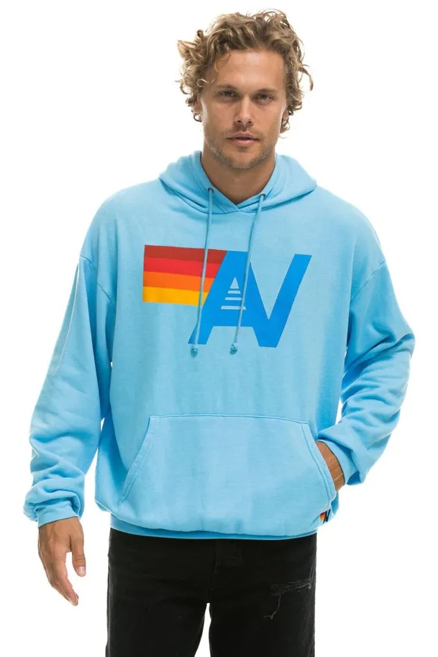 Logo Pullover Relaxed Hoodie 8211 Sky WomenMen Aviator Nation Hoodies