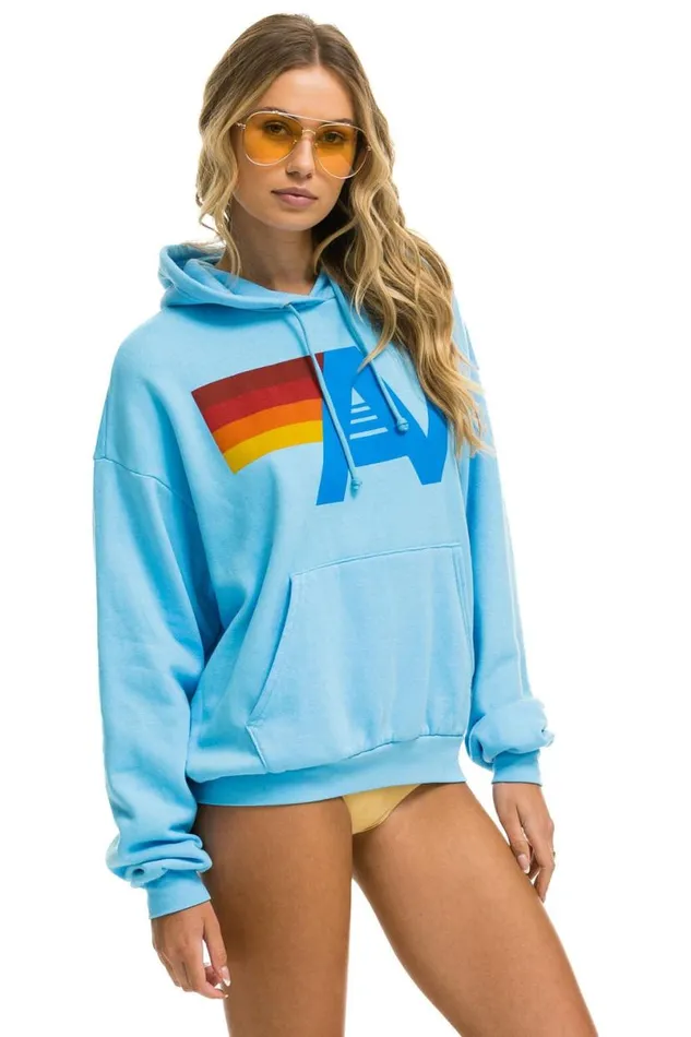 Logo Pullover Relaxed Hoodie 8211 Sky WomenMen Aviator Nation Hoodies