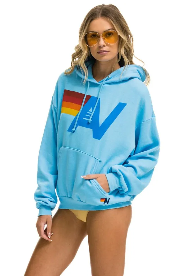 Logo Pullover Relaxed Hoodie 8211 Sky WomenMen Aviator Nation Hoodies