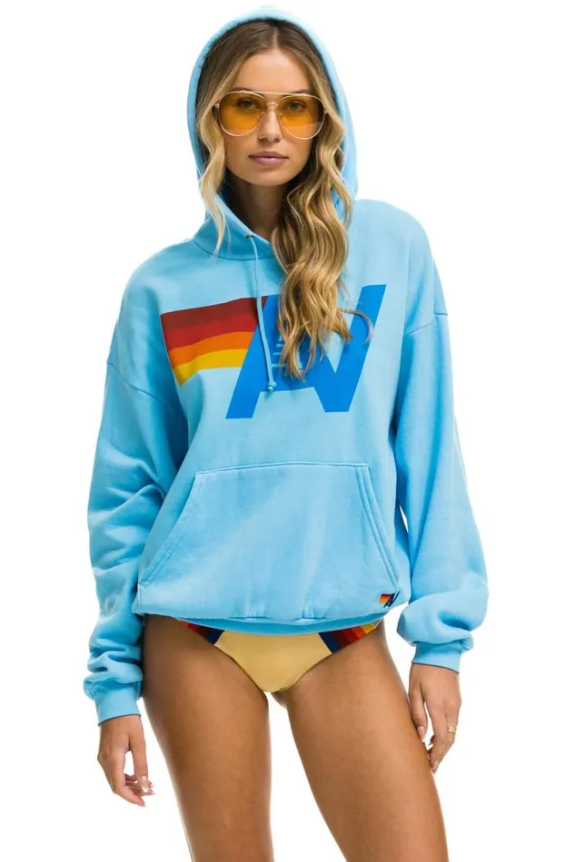 Logo Pullover Relaxed Hoodie 8211 Sky WomenMen Aviator Nation Hoodies