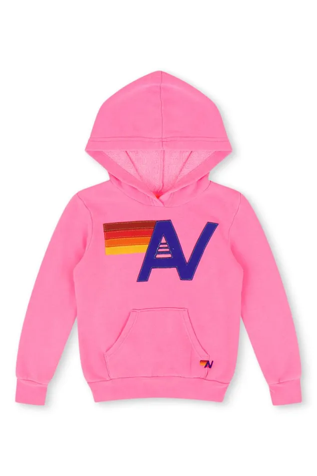 Logo Stitch Pullover Hoodie 8211 Neon Pink Kids Aviator Nation Hoodies