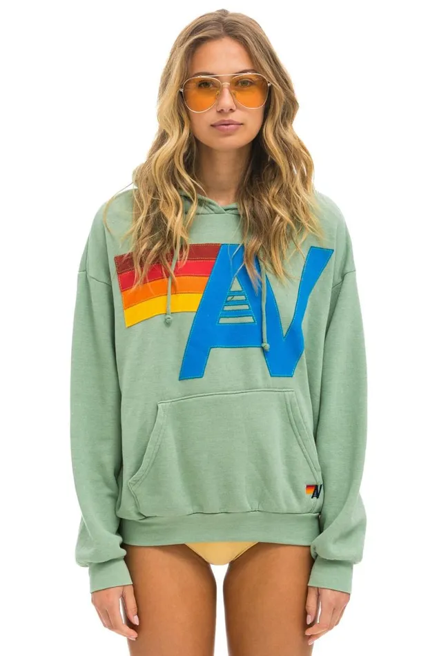 Logo Stitch Pullover Relaxed Hoodie 8211 Sage WomenMen Aviator Nation Hoodies Logo Stitch Pullover Relaxed Hoodie 8211 Sage WomenMen Aviator Nation Hoodies