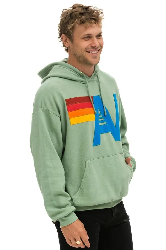 Logo Stitch Pullover Relaxed Hoodie 8211 Sage WomenMen Aviator Nation Hoodies