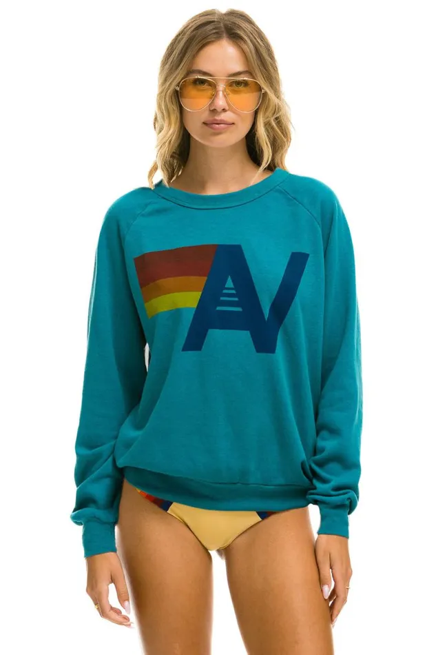 Logo Sweatshirt 8211 Teal WomenMen Aviator Nation Sweatshirts