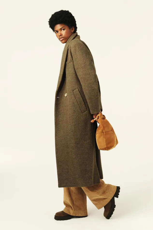 Long Coat Koala Green Women Baandsh Jackets and Coats