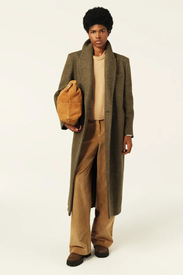 Long Coat Koala Green Women Baandsh Jackets and Coats