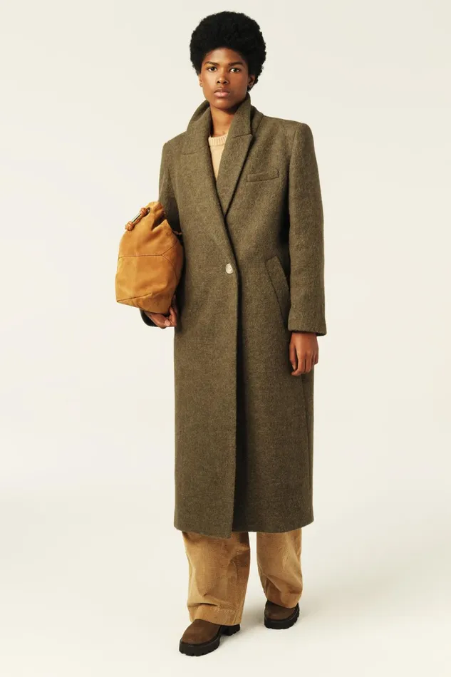 Long Coat Koala Green Women Baandsh Jackets and Coats
